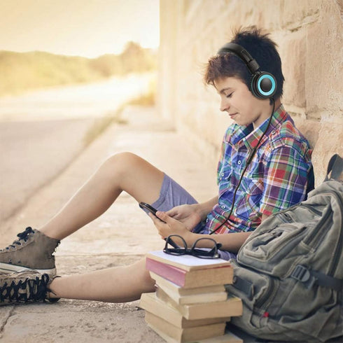 M3 Kids Headphones with Microphone Lightweight Foldable Adjustable Stereo Bass On-Ear Headphones with 1.3 M Tangle-Free Cord for smartphons Tablet...