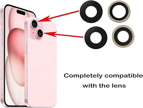 2pcs/Set 15 Plus Camera Lens Replacement for iPhone 15 Camera Lens Rear Glass Replacement with Pre-Installed Adhesive + Repair Tool Kit, Anti-Lens...