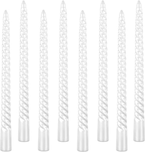 Kemladio 4 pcs 10 inch Taper Candles, Burning Unscented Tapered 7.5 hrs, Fancy Dinner,Tall Candle Sticks, Halloween Party Decorations (4pcs, White...