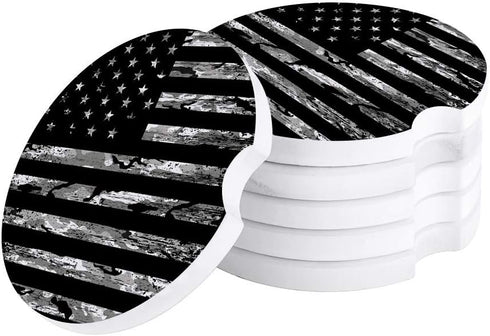 Cup Holders Car Coasters for Women/Men - 2 Pack Absorbent Ceramic Stone Drinks Coaster Set, Camo America US Flag...