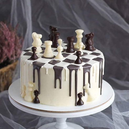 Set of 6 3D International Chess Piece Chocolate Candy Mold Kit, Chess Silicone Cake Cupcake Fondant Decorating Tool, Beeswax Candle Soap Crayon Me...
