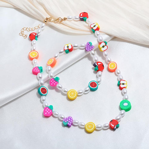 JOICEE 480PCS Fruit Flower Polymer Clay Beads, 24 Style Cute Heart Mushroom Clay Beads Charms for Jewelry Necklace Earring Making, DIY Bracelet Ma...