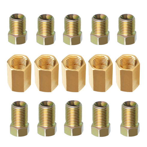Brake Line Fittings Assortment for 3/16" Tube,Pack of 15 (5 Long Nuts,5 Short Nuts,5 Unions) 3/8-24 Threads...