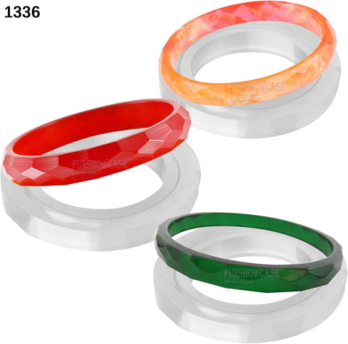 Funshowcase Assorted Size Faceted Geometric Bangle Bracelet Jewelry Silicone Mold, for Polymer Clay, Crafting, Resin Epoxy Wide and Slim, 6-Piece ...