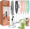 Milk Frother With Stand Battery Operated Foam Maker Frother Wand For Coffee, Latte, Cappuccino, Hot Chocolate, Mini Drink Mixer Stainless Steel Wh...
