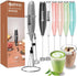 Milk Frother With Stand Battery Operated Foam Maker Frother Wand For Coffee, Latte, Cappuccino, Hot Chocolate, Mini Drink Mixer Stainless Steel Wh...