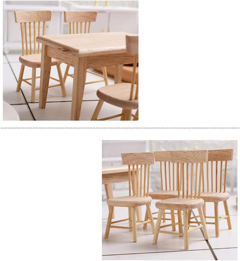 Z MAYABBO Wooden Dollhouse Furniture of Table & Chair, Miniature Dollhouse Accessories of Dining Room Accessory - 1/12 Scale...