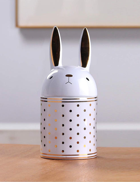 HAUCOZE Rabbit Cookie Jar Decorative Candy Jar with Lid Modern Arts Gifts Ceramic 8.1inch...