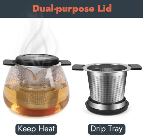 2pcs Tea Infuser for Loose Leaf Tea, Stainless Steel Tea Steeper with Heat Proof Handle, Extra Fine Mesh Tea Strainer, Gift for Tea Lovers (Black,...