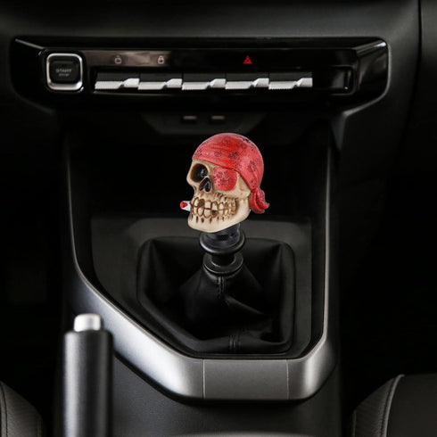 Skull Gear Shift Knob One-Eyed Pirate Racing Lever Stick Shifter Handle fit Most Manual Automatic Trucks SUV Cars, Red...