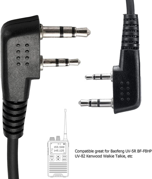 Compatible with Baofeng UV-5R BF-F8HP UV-82 Radios Earpiece Kenwood 2 Pin Two Way Radio Headset Walkie Walkie Surveillance Kit Police Headphone (1...