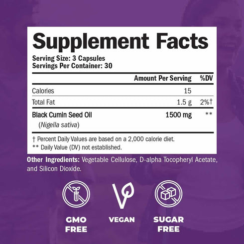 Black Seed Oil Capsules | Cold Pressed Blackseed Oil. Provides Vitamin E & Omega 3 6 9. High Potency (1500mg) for Joints, Immune Support, Antioxid...
