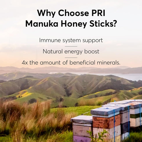 P.R.I Manuka Honey Sticks, Certified MGO 60+, Raw New Zealand Manuka Honey, Perfect for On-the-Go, 10ct...