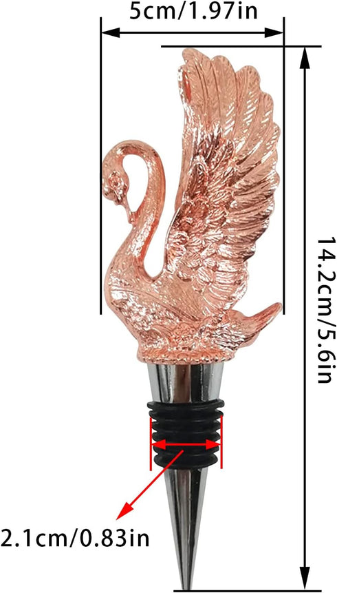 Wine Bottle Stopper, Pink Swan Stainless Steel Wine Saver Reusable Wine Cork Silicone Wine Stopper...