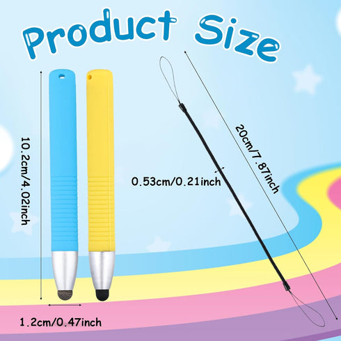 2pcs Kid-Friendly Stylus Pens for Touch Screens, Capacitive Stylus Pen with Spring Cord, Children's Stylus Pen Crayon Stylus Pen for Ipad Touch Sc...