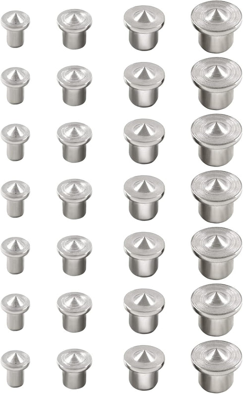 28 Pcs Dowel and Tenon Center Transfer Plugs, 1/4" 5/16" 3/8" and 1/2" Set Solid Doweling Marker Centering Pins Marker Drill Hole Tool for Woodwor...