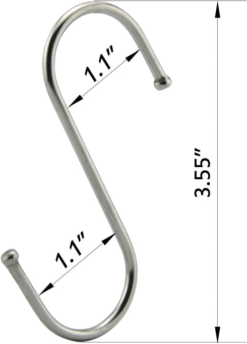 Premium S Hooks - S Shaped Hook - Heavy Duty Stainless Steel Hanger Hooks - Ideal for Hanging pots and Pans, Plants, Utensils, Towels etc. Size La...