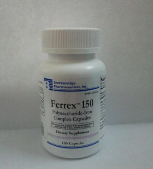 Breckenridge Ferrex 150 Polysaccharide Iron Complex Caps 100ct *Non Blister* by "Breckenridge Pharmaceutical, Inc."...