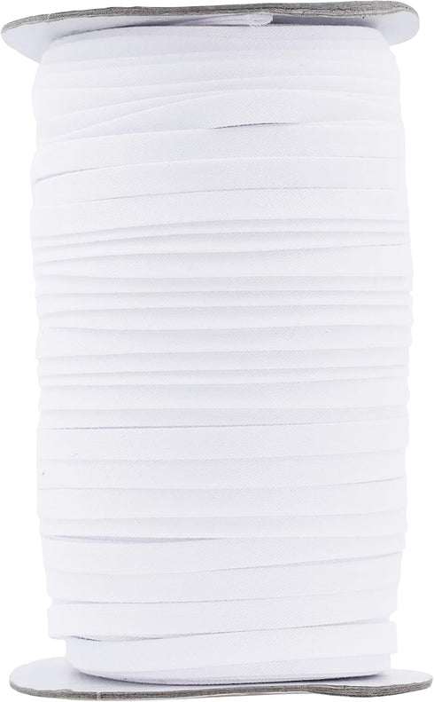 Mandala Crafts Double Fold Bias Tape for Sewing - 55 Yds White Bias Tape Double Fold 1/4 Inch Hem Quilt Binding White Seam Binding Tape - Fabric P...
