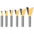 KOWOOD Dovetail Router Bit Set 6 Sizes with 1/4 Inch Shank ,Cutting Dia in 1/4" 3/8" 1/2" 5/8" 3/4" 7/8" Wood Milling Cutter Tool for Making Boxes...