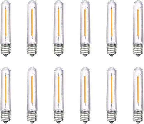 12 Pack Dimmable E12 LED Bulbs, 0.6W Led Candelabra Bulbs 2700K Warm White, Vintage T13 LED Replacement Light Bulbs for C7/E12 Bases S14 G40 Outdo...