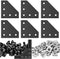 6Sets 2020 Corner Bracket Connectors 5 Hole L Shape Joint Plates for 2020 Series 6mm Slot Aluminum Extrusion Profile Accessories(L Black)...