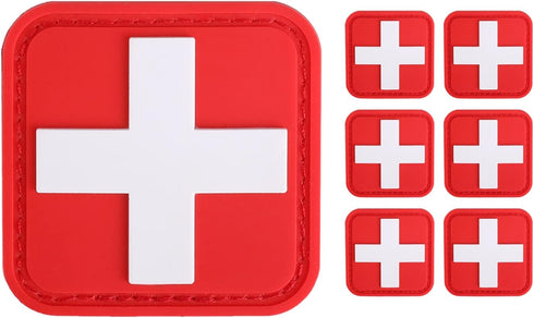 Medic Red Cross Patch, First Aid Morable Patch Perfect for Tactical IFAK, EMT Trauma Pouch 1.5-Inch 3D High Relief Patch Nurse Doctor Emergency 6 ...