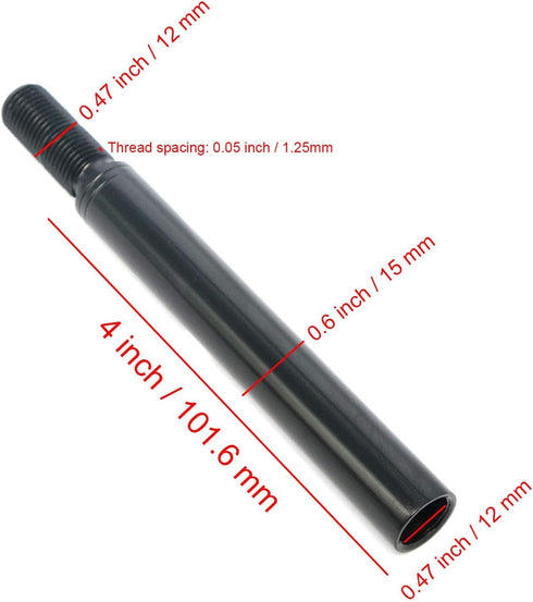 4'' Auto Shift Knobs Extension DIY Car Manual Gear Shifter Lever Extender Rally Drift (M12*1.25, Black)...