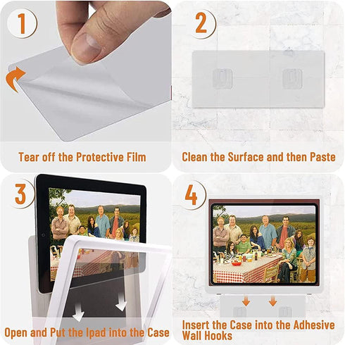 Shower Tablet Holder Waterproof Compatible with Ipad, Wall Mounted Bathroom Tablet Case Mount Shelf, Adhesive Touchable Cradle with Glass Mirror A...