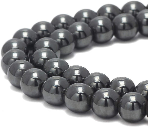 COIRIS 100 Pcs Natural Hematite Gemstone Loose Beads Round 8MM Beads 2 Strand Crystal Energy Stone Healing Power for Jewelry Making(ZS-1208-N8)...
