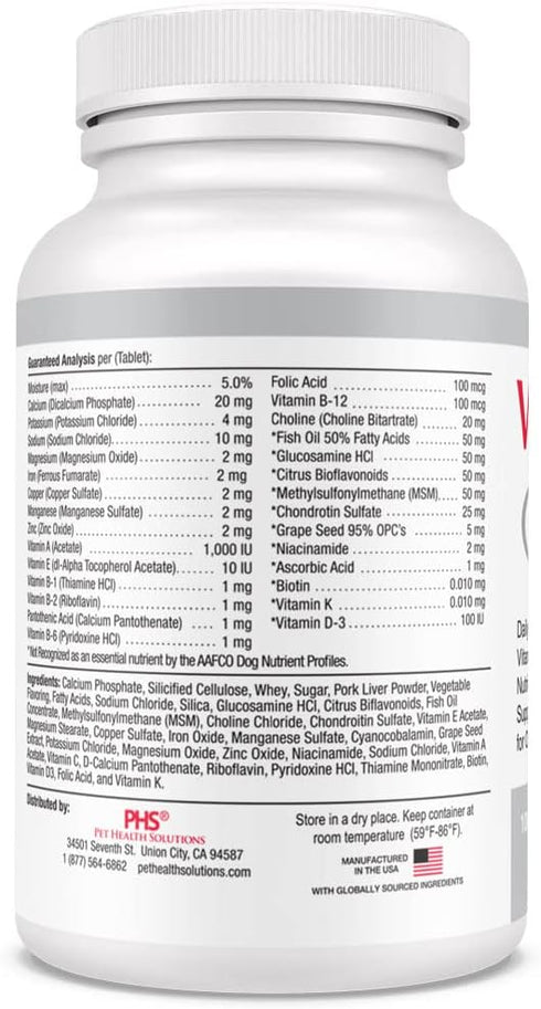 Vita-Tabs Silver - Vitamins, Minerals, Nutrients - Support for Senior Dog - Supplement for Healthy Bone, Joint, Energy, Immune System - 100 Chewab...
