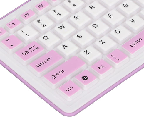 Foldable Silicone Keyboard, 103 Keys Wired Bluetooth Waterproof Rollup Keyboard, Mute Flexible Soft Rubber Keyboard, Space Saving, for PC Notebook...