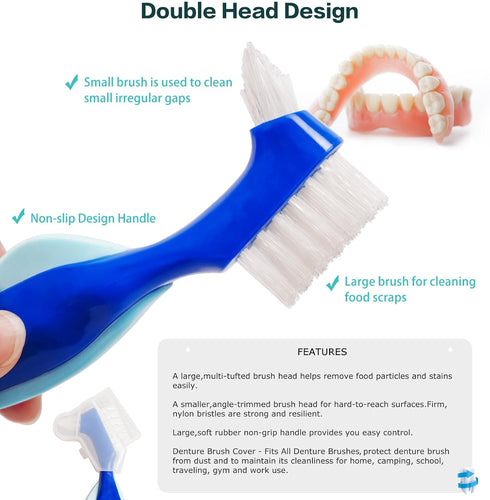 Denture Case with Denture Brush, Waterproof Denture Bath with Portable Denture Brush Holder,Partial Denture Case with Basket denture cups for soak...