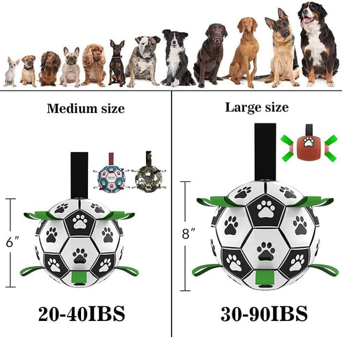 Dog Soccer Balls Toy with Bell Inside, Outdoor Interactive Dog Toys for Tug of War, Puppy Birthday Gifts, Dog Water Toy, Durable Ropes Squeaky Soc...