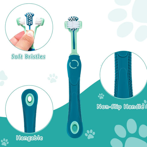 Dog Toothbrush 2PCS Dog Tooth Brush Three Sided Dog Tooth Brush Dual Head Toothbrush for Dogs, Soft Bristles Dog Tooth Brushing Kit Silicone 360 D...
