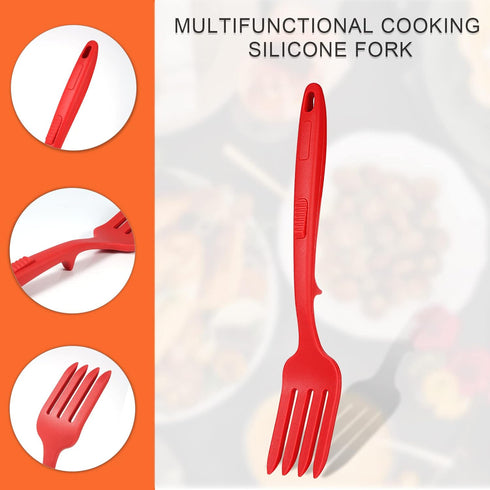 2pcs Silicone Flexible Forks, Silicone Cooking Fork Heat Resistant, Multifunctional Nonstick Blending Fork for Cooking Utensil for Kitchen Stir Mi...