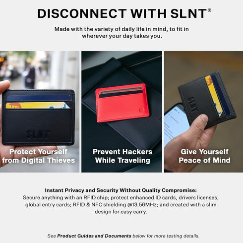 SLNT Napa Top Grain Leather RFID & NFC Signal Blocking Simple Card Wallet with 4 Credit Card Slots & 1 Center Pocket - Slim & Lightweight, Great f...