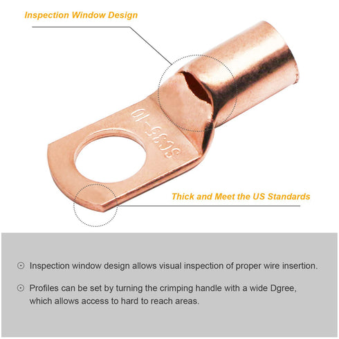TKDMR 195Pcs Copper Wire Lugs AWG2 4 6 8 10 12 with Heat Shrink Set, 85Pcs Battery Cable Lugs Battery Cable Ends Ring Terminals Connectors with 11...