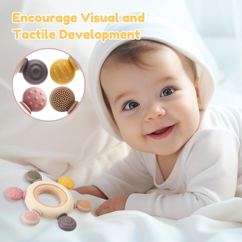 Baby Teething Toys for 0-6 6-12 Months, BPA Free Baby Teether Sensory Toys for Babies 0 3 6 9 12 18 Months, Newborn Infant Toys Gifts for 1 One Ye...
