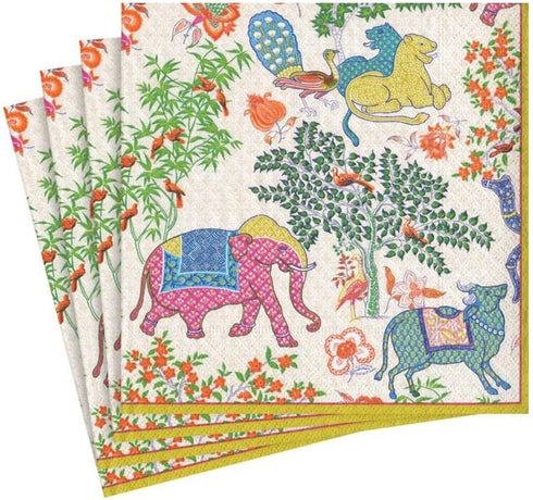 Caspari Le Jardin De Mysore Paper Cocktail Napkins - Two Packs of 20...