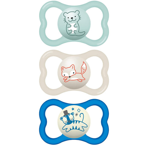 MAM Air Day & Night Baby Pacifier, for Sensitive Skin, Glows in The Dark, 3 Pack, 6-16 Months, Boy...