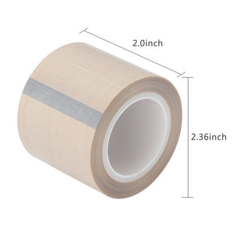 2" Width x 11 Yard Roll PTFE Coated Fiberglass High Temperature Tape with Silicone Adhesive Cloth, Release Surface on Heat sealers Beige...