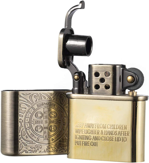 Bronzy Carved Constantine Antique Style Lift Arm Petrol Kerosene Lighter...