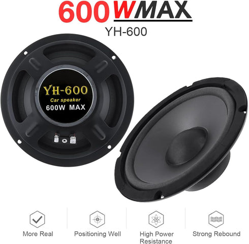 Car Audio Loudspeaker, 6.5 Inch 600W 2-Way Car HiFi Coaxial Speaker Vehicle Door Auto Audio Music Stereo...