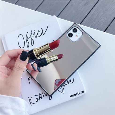 LUVI for iPhone 13 Mirror Case for Women Makeup Cute Luxury Glossy Glass Mirror Back Design Cover with Silicone Bumper Slim Thin Case for iPhone 1...
