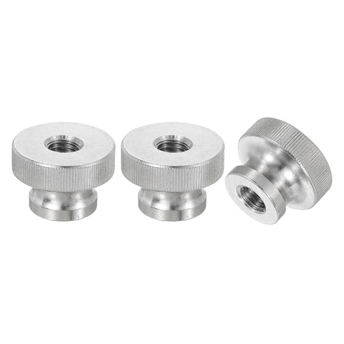 uxcell Knurled Thumb Nuts, 3Pcs M10 x D30mm x H20mm Stainless Steel Round Knobs Fasteners Through Hole Hand Screw Nut Silver for 3D Printer Parts,...