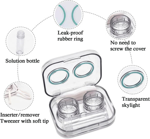 4 Pack Flip Top Clear Contact Lens Case Travel Kit, Cute Contact Case Holder with Tweezers Remover Tool, Contact Lens Soak Storage Kit for Travel ...