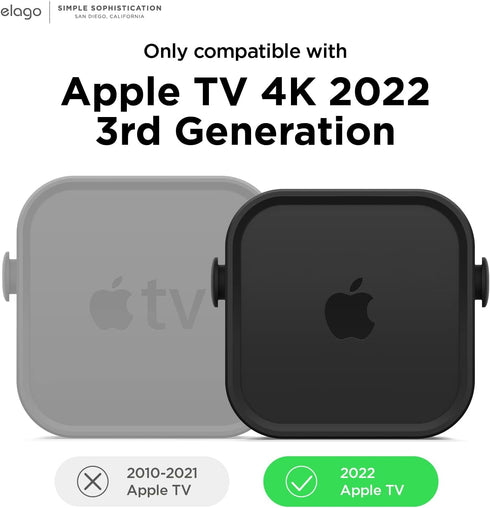 elago Apple TV Mount 4k 3rd Generation- 3 Mount Options (Magnet, Hang, Screw), Compatible with 2022 Apple TV 4K 3rd Generation/Fit size, Prevents ...