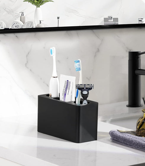 Luxspire Toothbrush Holder, 3 Slots Electric Toothbrush and Toothpaste Holder, Resin Bathroom Countertop Storage Bathroom Accessories Toothbrush S...