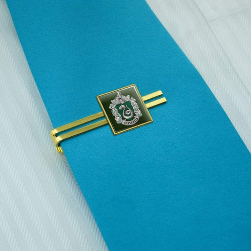 Harry Potter Slytherin Painted Crest Square Tie Bar Clip Clasp Tack Gold Color...